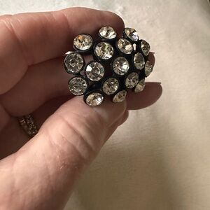 Ring Rhinestone Crystals and black stretchy fashion ring